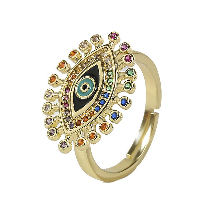 Verstellbarer Ring mit modischem Auge, kupferfarben, Zirkon