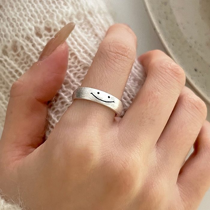 Classic Style Smiley Face Copper Plating Silver Plated Open Rings