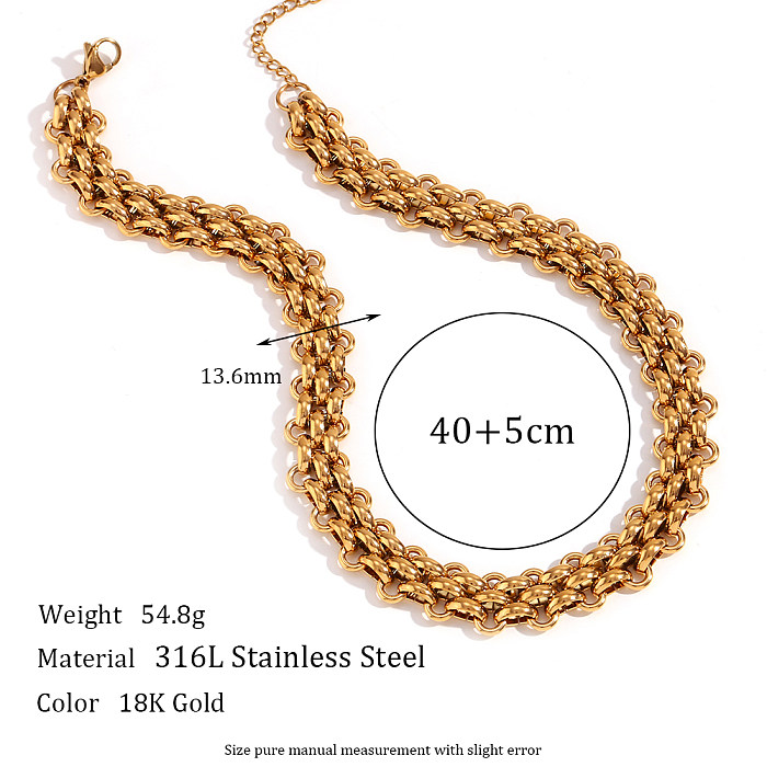 Colar de pulseiras banhado a ouro 18K de aço inoxidável de cor sólida estilo simples