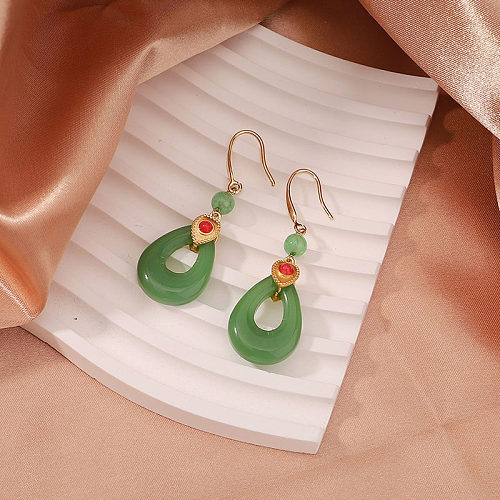 1 Pair Simple Style Water Droplets Plating Copper 18K Gold Plated Drop Earrings
