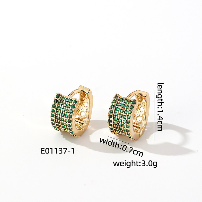 1 Pair Vintage Style Korean Style Geometric Inlay Copper Zircon Earrings