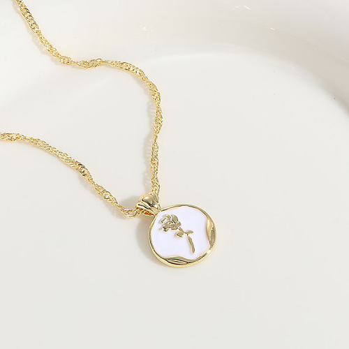 Simple Style Flower Copper Irregular 14K Gold Plated Pendant Necklace