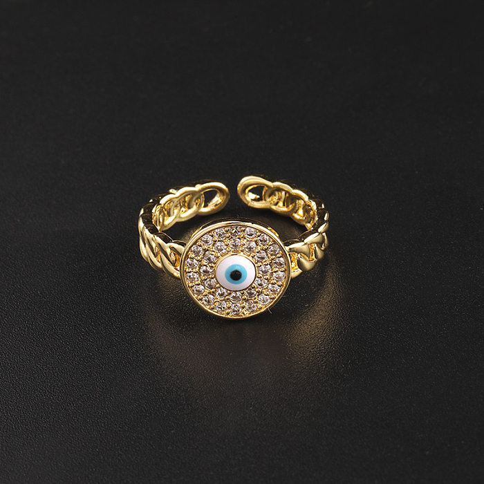 Fashion Eye Copper Gold Plated Zircon Open Ring