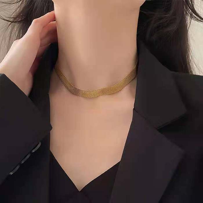 Collar De Pulseras De Mujer Chapado En Acero De Titanio De Color Sólido De Moda 1 Pieza