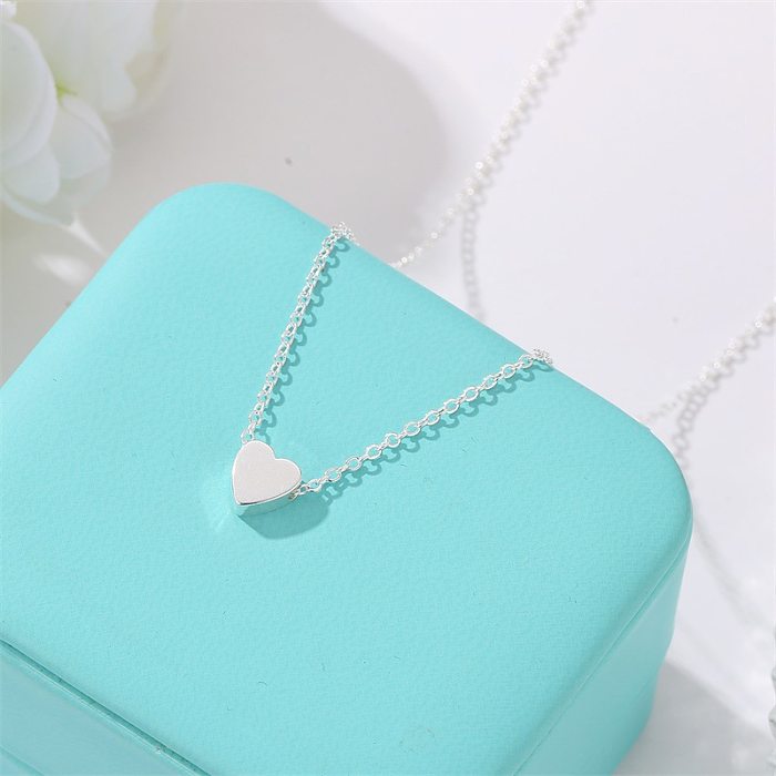 Korea Peach Heart Mini Love Glossy Three-dimensional Pendant Love Clavicle Chain For Women