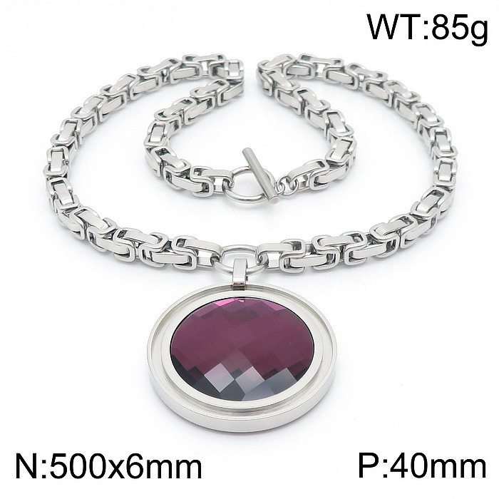 Ensemble de bracelets et colliers pour femmes, chaîne monobloc en acier inoxydable, ronde, pierre de verre multicolore, à la mode