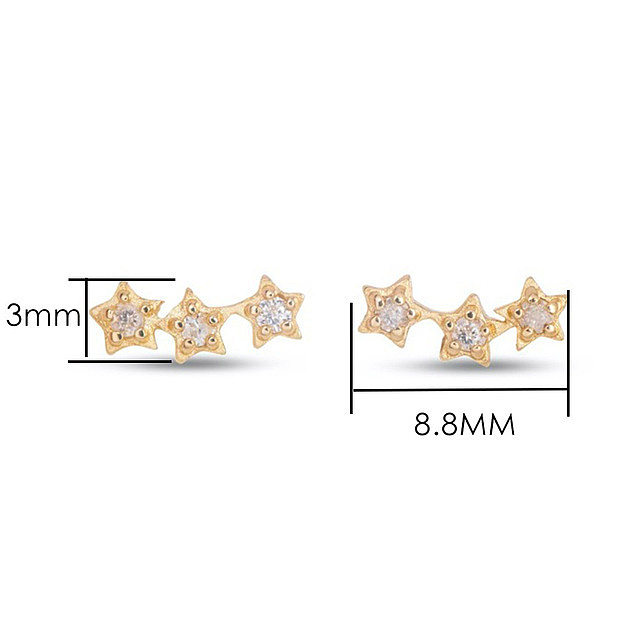 1 Pair Simple Style Star Plating Inlay Copper Zircon Ear Studs