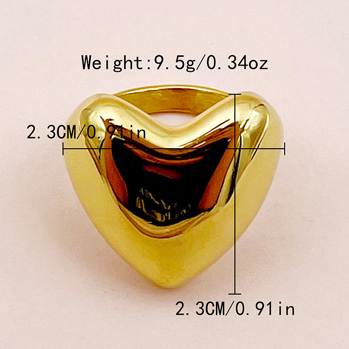 Romantischer, einfacher Stil, römischer Stil, Herzform, Edelstahl-Beschichtung, vergoldete Ringe