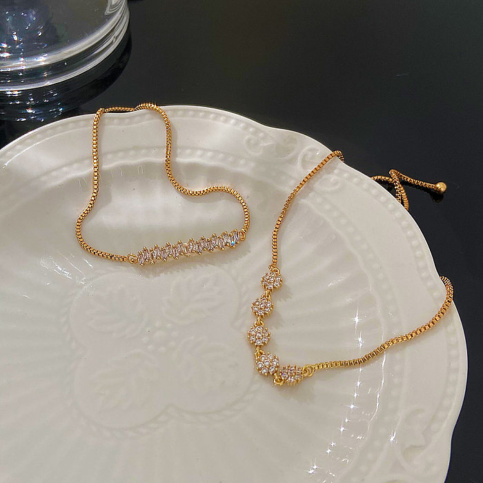Pulseras con cordón chapadas en oro de 14 quilates con incrustaciones de cobre y mariposas y flores ovaladas dulces estilo IG