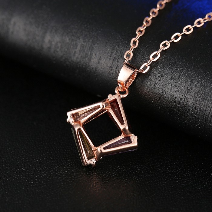 Conjunto de joias de zircão de cobre quadrado de estilo simples