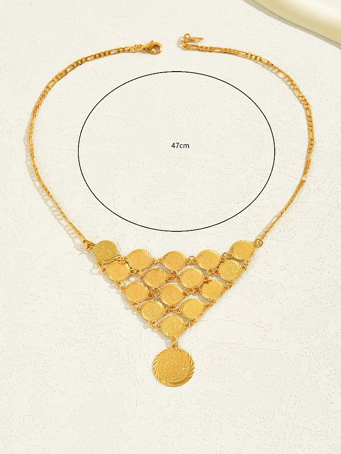 Collier pendentif plaqué or 18 carats avec pièce de monnaie de style simple de style vintage