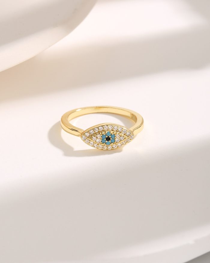 Style simple Style classique oeil cuivre placage évider incrustation Zircon 18K plaqué or anneaux ouverts