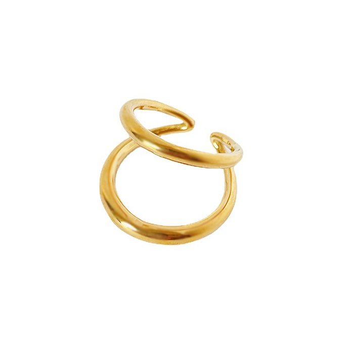 Commute Solid Color Titanium Steel 18K Gold Plated Open Ring In Bulk
