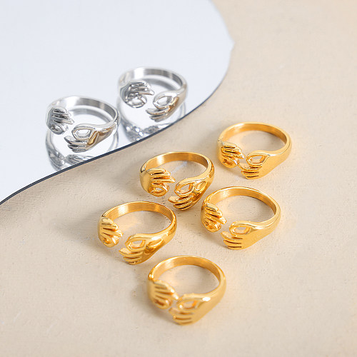 Simple Style Gesture Titanium Steel Plating 18K Gold Plated Open Rings
