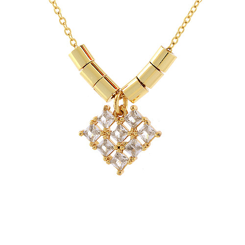 Glänzende Herzform-Kupferbeschichtung mit Zirkon-Einlage, 18 Karat vergoldete Anhänger-Halskette