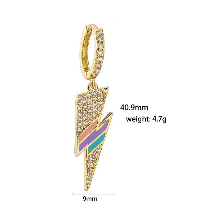 Boucles d'oreilles pendantes en diamant artificiel avec incrustation de cuivre et de foudre à la mode, 1 paire