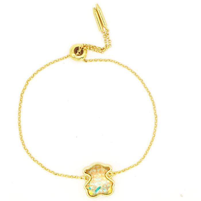 Simple Style Bear Copper Inlay Artificial Gemstones Bracelets