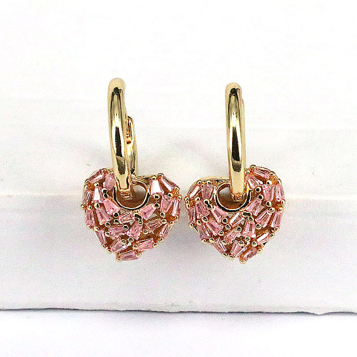 Fashion Heart Shape Copper Gold Plated Drop Earrings 1 Pair