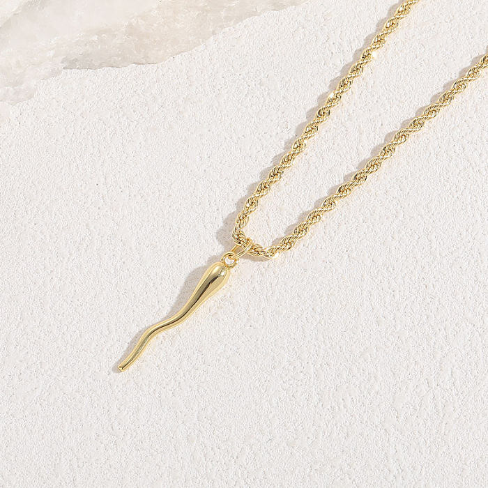 Simple Style Snake Copper 14K Gold Plated Pendant Necklace In Bulk