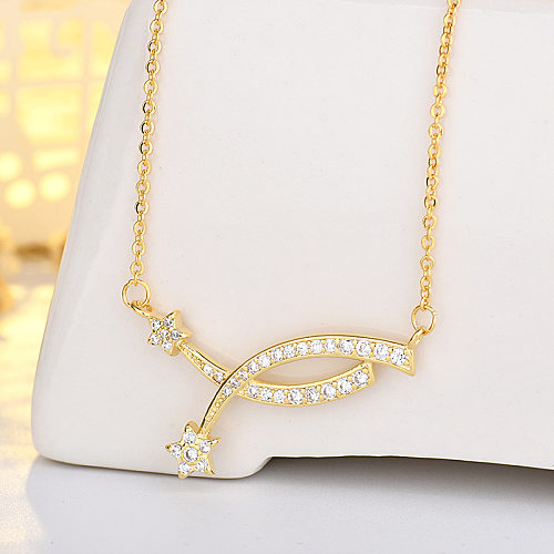 Casual Star Copper Plating Inlay Zircon 14K Gold Plated Necklace