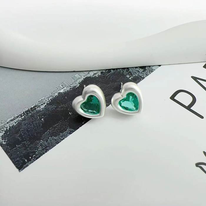 Simple Style Heart Shape Copper Inlay Zircon Women'S Rings Earrings