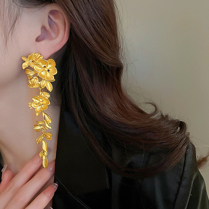 Fashion Flower Copper Drop Earrings 1 Pair