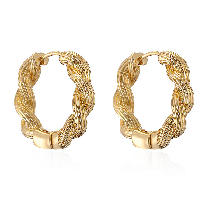 1 Pair Simple Style Commute Round Plating Copper 18K Gold Plated Hoop Earrings