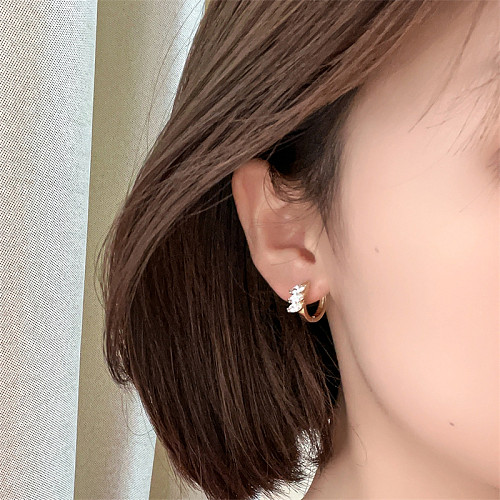 1 Pair Basic Vintage Style Geometric Round Water Droplets Plating Inlay Copper Zircon Gold Plated Earrings