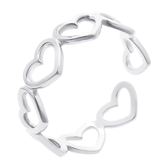 Anillos de acero de titanio con forma de corazón, estilo Simple, venta al por mayor, 1 pieza