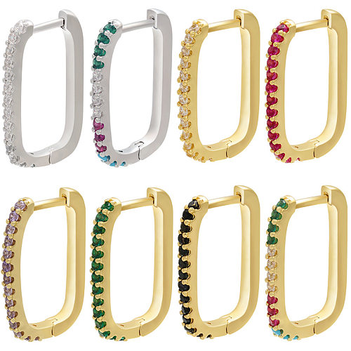 Boucles d'oreilles rectangulaires simples en diamants colorés micro-incrustés, bijoux, vente en gros