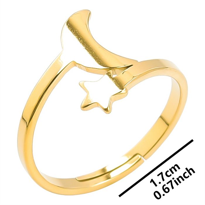 Wholesale Casual Star Moon Stainless Steel Open Ring