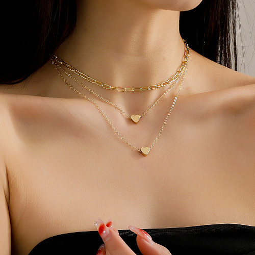 Einfache Art-Herz-Form-Kupfer-Halskette Geschichtete Kupferhalsketten