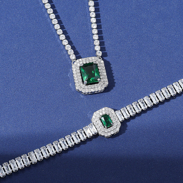 Quadratische Damen-Armband-Halskette mit Kupfereinlage und Zirkon