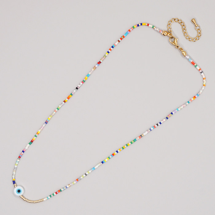 Einfache Art-Buchstaben-Herz-Form-Augen-Imitat-Perlen-Kupfer-Perlen-Halskette