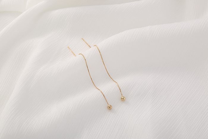 1 Pair Simple Style Classic Style Solid Color Copper Plating Gold Plated Ear Line