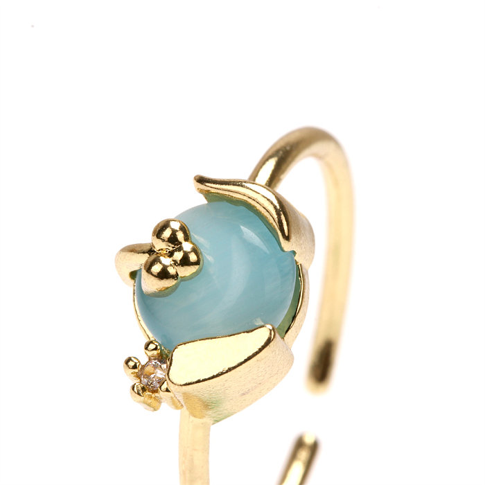 Style simple géométrique cuivre placage incrustation opale plaqué or 18 carats anneaux boucles d'oreilles collier