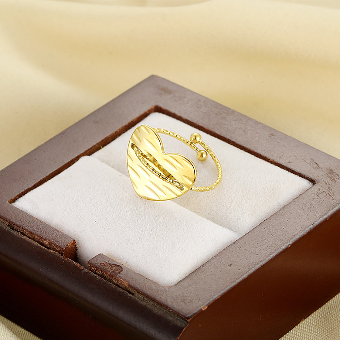 Sweet Heart Shape Stainless Steel 18K Gold Plated Open Ring In Bulk