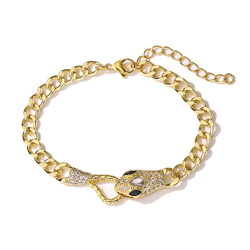 Novo estilo de cobre 18K banhado a ouro zircão pulseira em forma de cobra