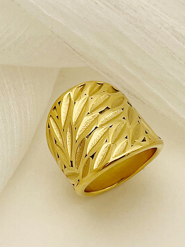 Estilo IG estilo simples deixa anel de banda larga folheado a ouro de aço inoxidável a granel
