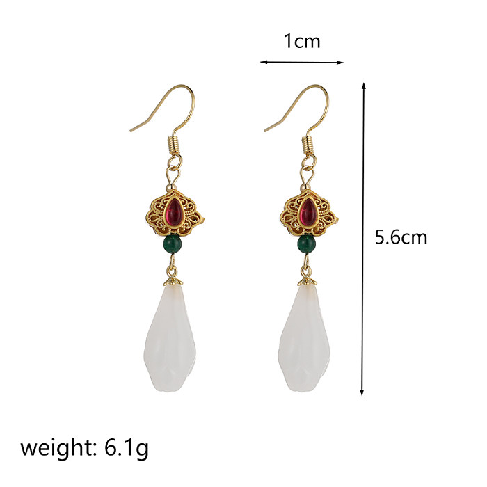 1 Pair Commute Water Droplets Inlay Copper Resin 18K Gold Plated Drop Earrings