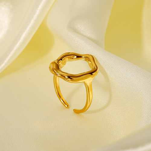 Estilo clássico geométrico de aço inoxidável chapeamento anéis abertos banhados a ouro 18K