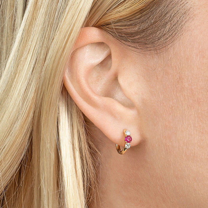 Boucles d'oreilles les plus vendues en argent sterling européen et américain avec aiguille en forme de cercle en zircon avec diamant - Design simple - Boucles d'oreilles à clip pour femme