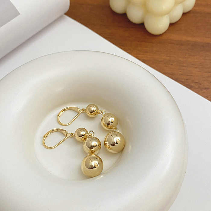 Boucles d'oreilles rondes en cuivre plaqué couleur unie, Style IG Simple, 1 paire