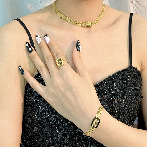 Collar de pendientes de anillos de acero de titanio de Color sólido de Streetwear