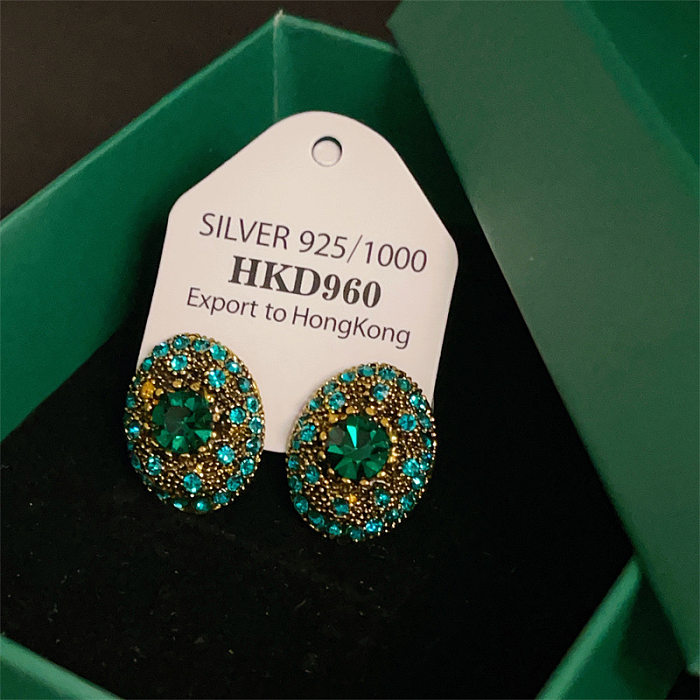 1 Pair Elegant Luxurious Geometric Plating Inlay Copper Artificial Gemstones Ear Studs