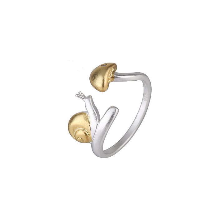 Anel aberto de cogumelo caracol moda simples anel de cobre com índice de personalidade