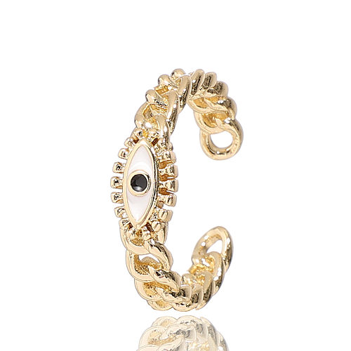 Fashion Devil'S Eye Copper Open Ring Plating Chain Copper Rings