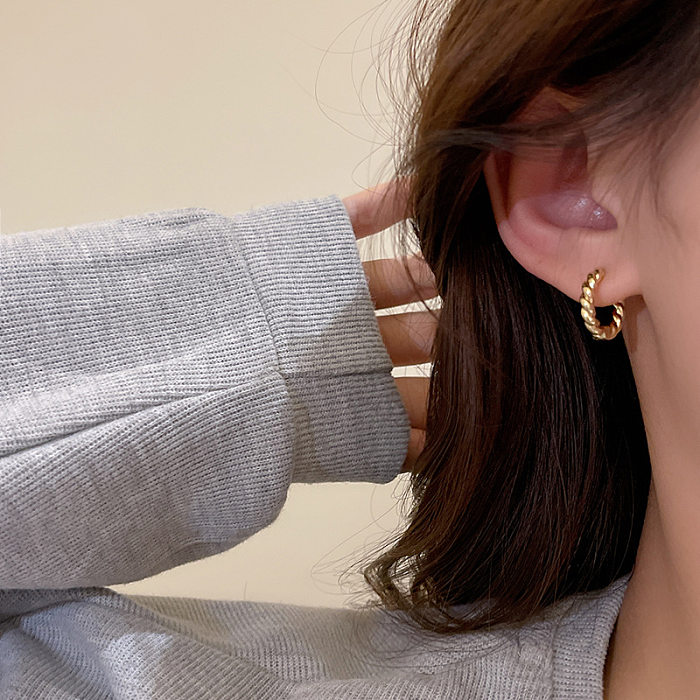 1 Pair Simple Style Solid Color Copper Plating Earrings
