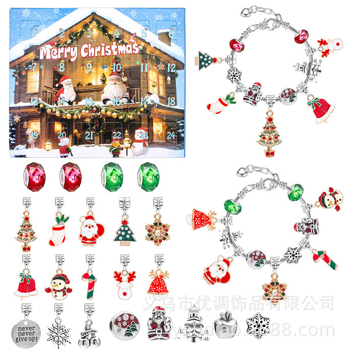 Modische Weihnachtsmann-Armbänder mit Kupferbeschichtung, 1 Set