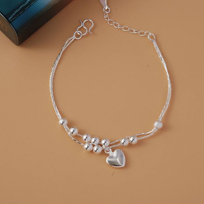 Schlichter Stern-Delfin-Armband in Herzform aus Messing mit Perlen und versilbert, 1 Stück